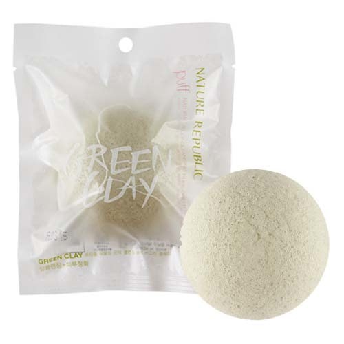 BEAUTY TOOL NATURAL JELLY CLEANSING PUFF-GREEN CLAY